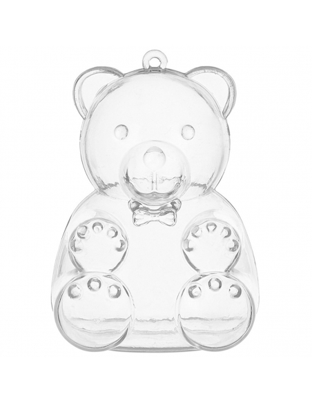 Ursulet transparent, cutiuta acrilica 7cm