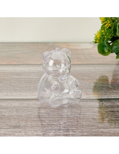 Ursulet transparent, cutiuta acrilica 7cm