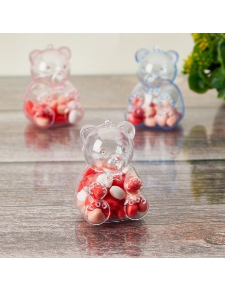 Ursulet transparent, cutiuta acrilica 7cm