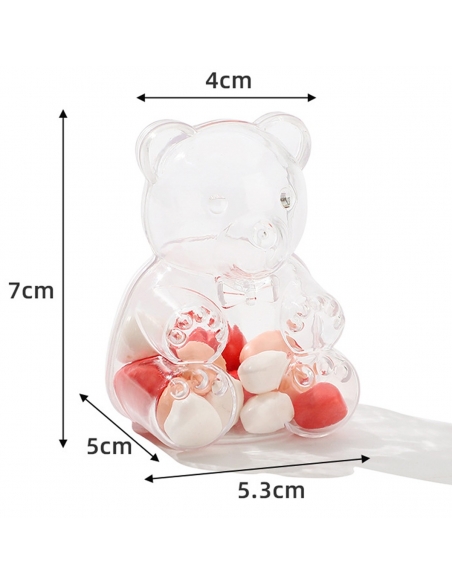 Ursulet transparent, cutiuta acrilica 7cm