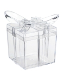 Cadou acrilic transparent cu fundita, caseta 6cm