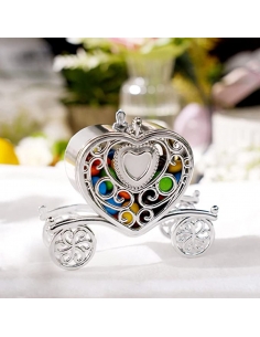 Caleasca inima baroque argintie, caseta marturie 2