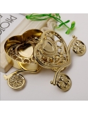 Caleasca inima baroque argintie, caseta marturie