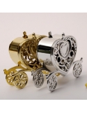 Caleasca inima baroque argintie, caseta marturie