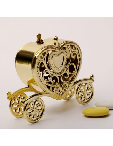 Caleasca inima baroque aurie, caseta 10cm