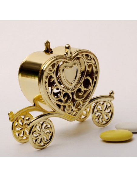 Caleasca inima baroque aurie, caseta 10cm