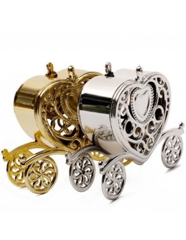 Caleasca inima baroque aurie, caseta 10cm