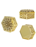 Cutie hexagonala baroque flower aurie, caseta 6cm