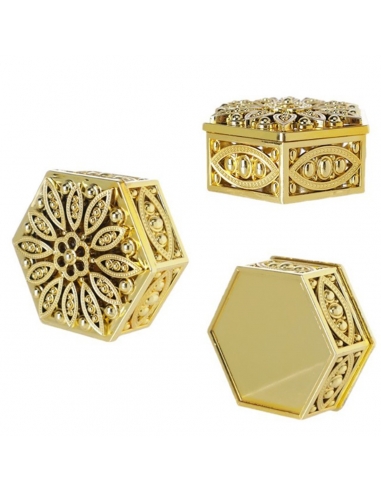 Cutie hexagonala baroque flower aurie, caseta 6cm