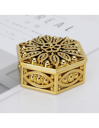 Cutie hexagonala baroque flower aurie, caseta 6cm