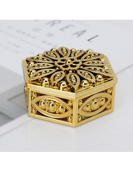 Cutie hexagonala baroque flower aurie, caseta 6cm