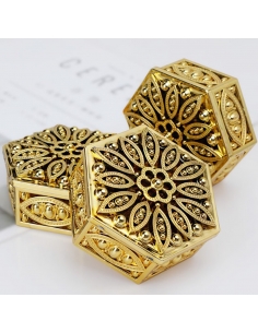 Cutie hexagonala baroque flower aurie, caseta 6cm 2