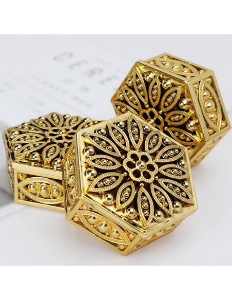 Cutie hexagonala baroque flower aurie, caseta 6cm