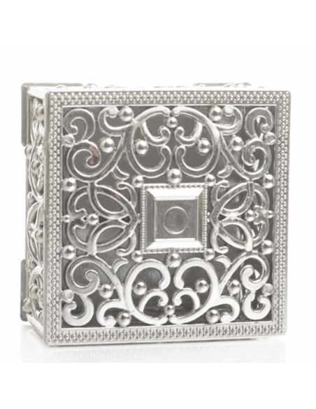 Cutie patrata baroque argintie, caseta 6cm