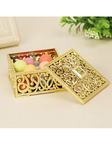 Cutie patrata baroque argintie, caseta 6cm