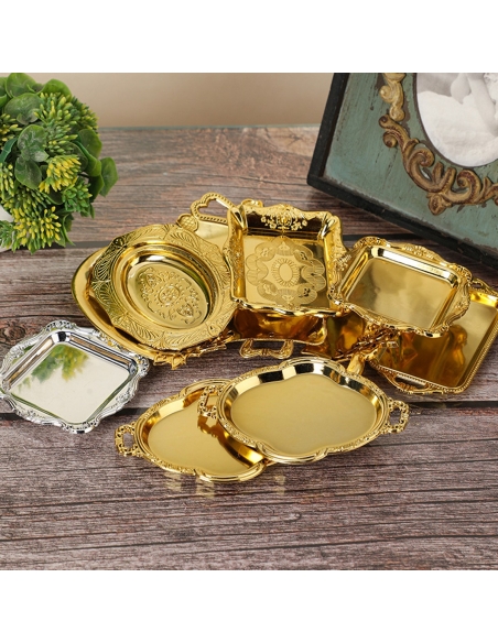 Mini tava aurie rotunda din plastic, marturie 10cm