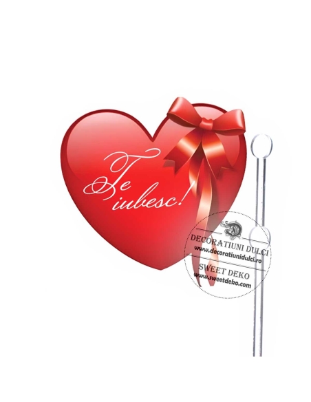 Cake topper din carton inimioara Te iubesc