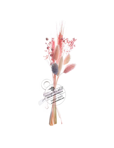 Buchetel flori uscate, nuante de roz si agrafa tort