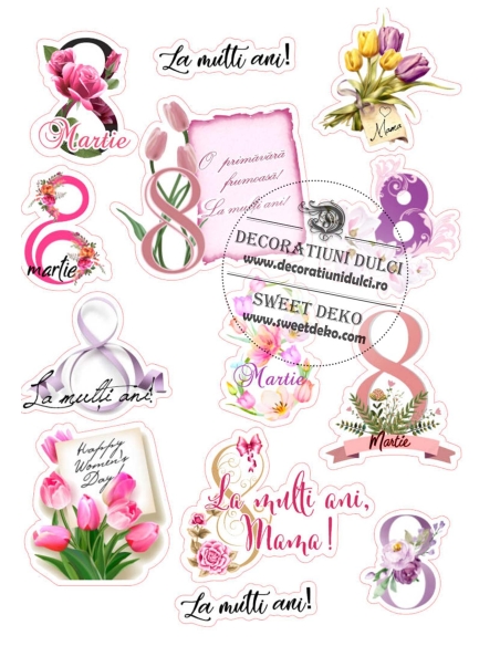 Imagine comestibila 8Martie si mesaje cu flori