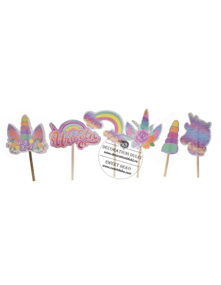 Set 6 mini toppers elemente unicorni