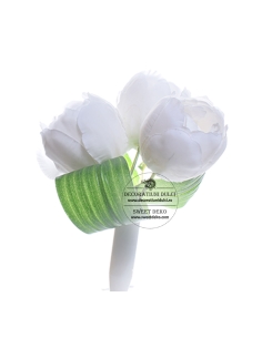 Topper flori - buchet de 3 lalele albe 2