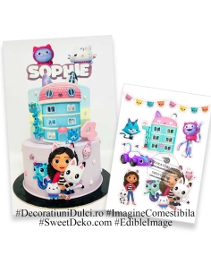 Decoratiune comestibila pentru tort - Gabby's Dollhouse 2