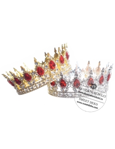 Diadema argintie cu pietre rosii, pentru decor tort 2