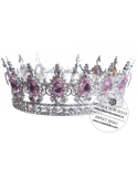Coroana argintie cu pietre roz | Accesoriu pentru tort si petrecere