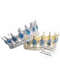 Coroana pentru decor tort | aurie cu pietre albastru safir
