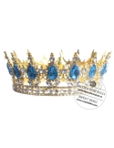 Coroana pentru decor tort | aurie cu pietre albastru safir