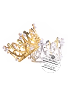 Mini coronita metalica aurie cu perlute 2