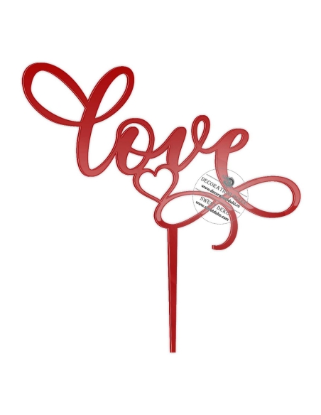 Topper tort Love caligrafic cu inimioara