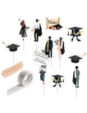 Mini toppers siluete absolventi pentru decorarea tortului sau meselor festive
