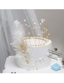 Coronita tort cu perlute albe | Topper decorativ
