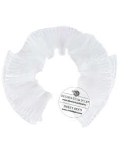Organza alba, plisata pentru machete de tort