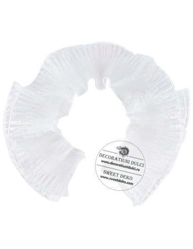 Organza alba, plisata pentru machete de tort