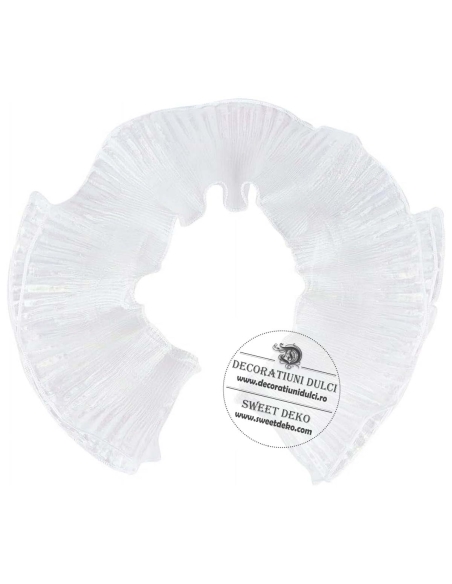 Organza alba, plisata pentru machete de tort