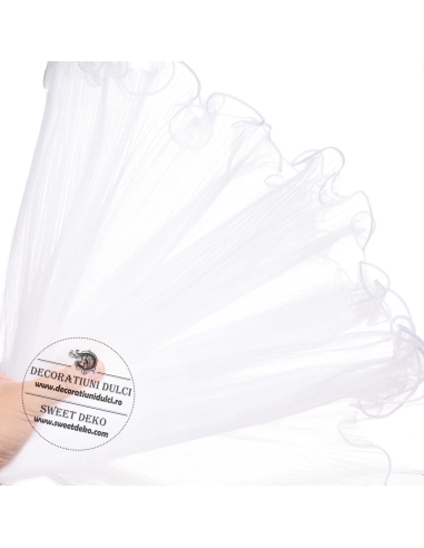 Organza alba, plisata pentru machete de tort