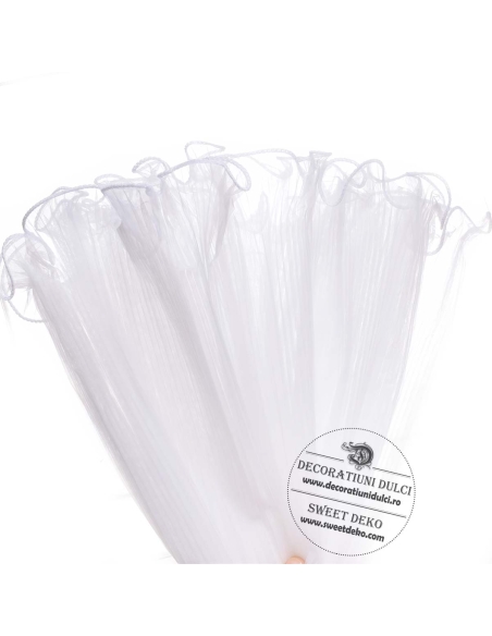Organza alba, plisata pentru machete de tort