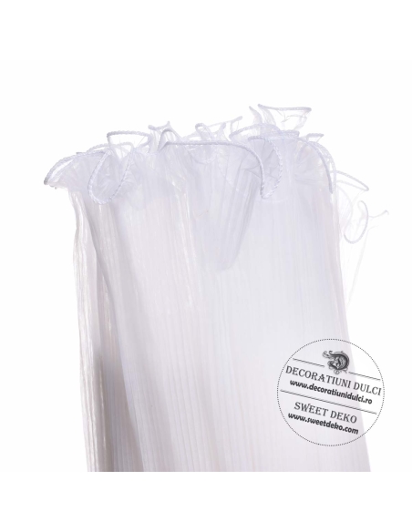 Organza alba, plisata pentru machete de tort