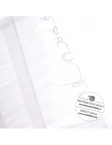 Organza alba, plisata pentru machete de tort