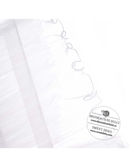 Organza alba, plisata pentru machete de tort