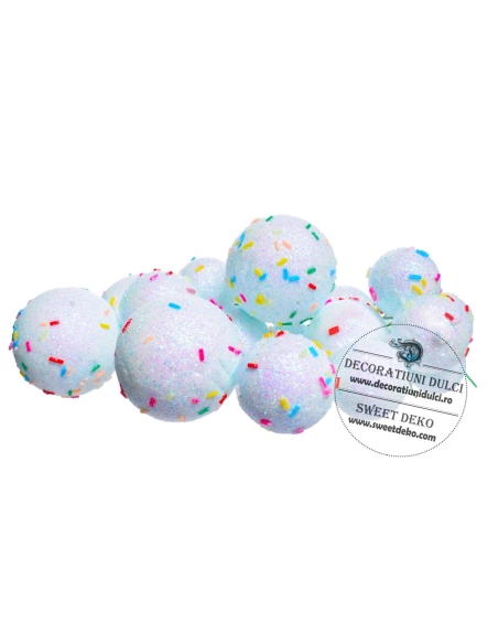 Sfere necomestibile albastru fulg cu bastonase colorate (20buc/set))