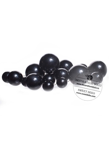Set 20 sfere tort topper negru lucios