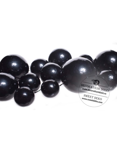 Set 20 sfere tort topper negru lucios
