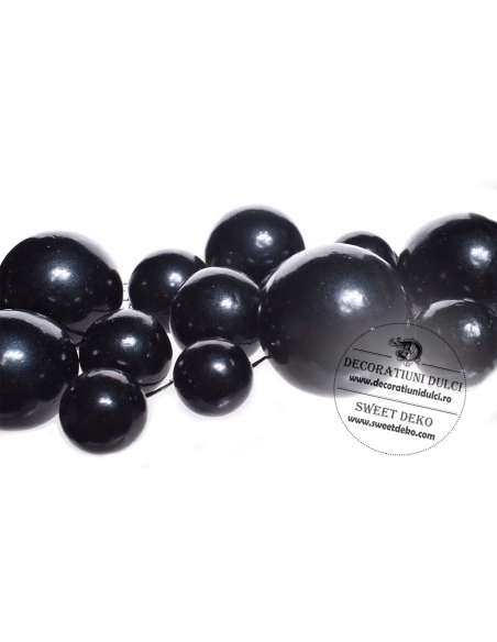 Set 20 sfere tort topper negru lucios