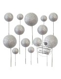 Sfere argintii cu glitter (20buc/set)