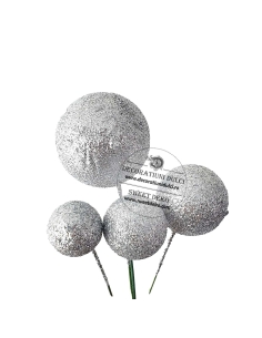 Sfere argintii cu glitter (20buc/set) 2