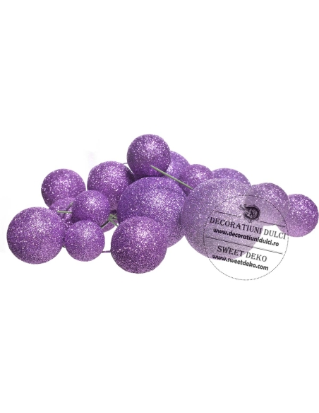 Sfere mov glitterat (20buc/set)