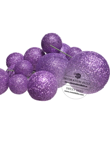 Sfere mov glitterat (20buc/set)
